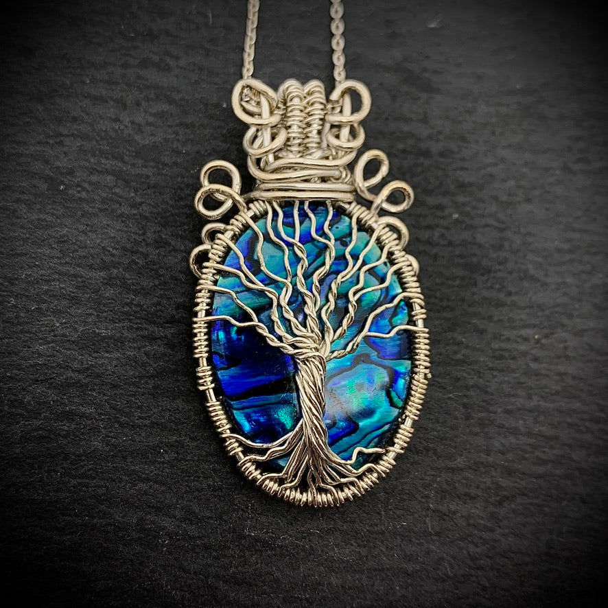 Sterling Silver Blue Paua/Abalone Shell Pendant