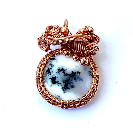 Woven Copper Dendritic Agate Necklace