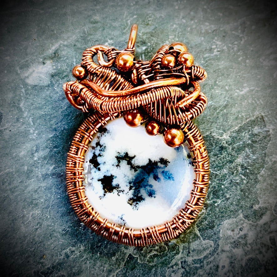 Woven Copper Dendritic Agate Necklace