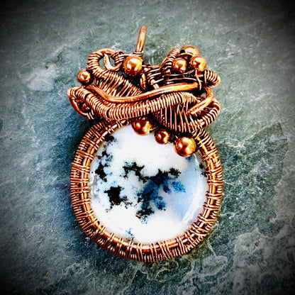 Woven Copper Dendritic Agate Necklace