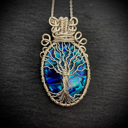 Sterling Silver Blue Paua/Abalone Shell Pendant
