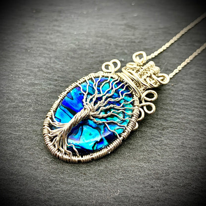 Sterling Silver Blue Paua/Abalone Shell Pendant